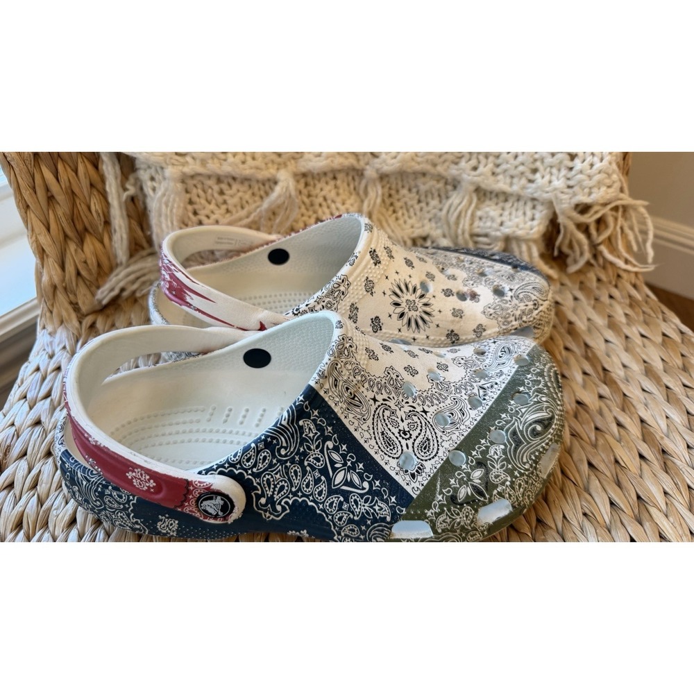 Crocs Classic Bandana Printed Clog Americana Red White Blue 206871 W 9 M 7